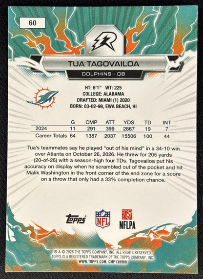 Tua Tagovailoa 2025 Topps Resurgence Dolphins Miami Dolphins back