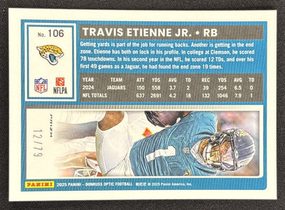 Travis Etienne Jr. 2025 Panini Donruss Optic Orange Scope Prizm /79 Jaguars