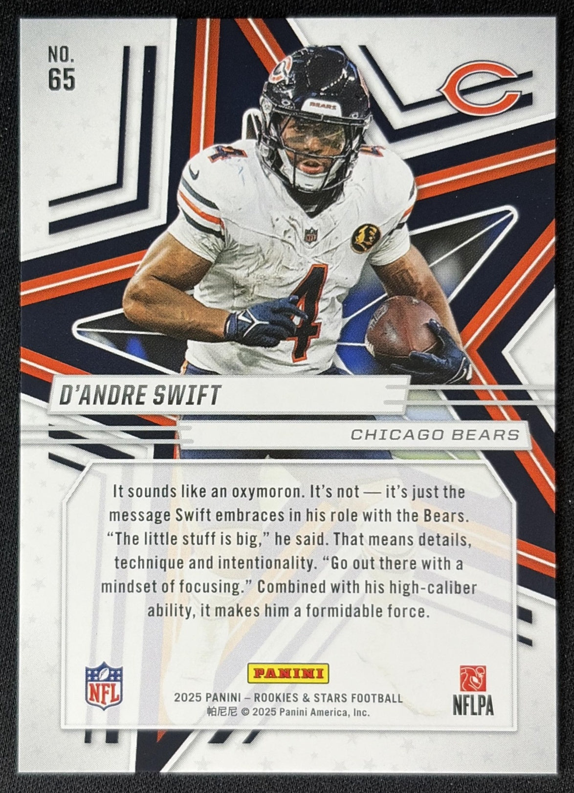 D'Andre Swift 2025 Panini Rookies & Stars Orange /249 Bears