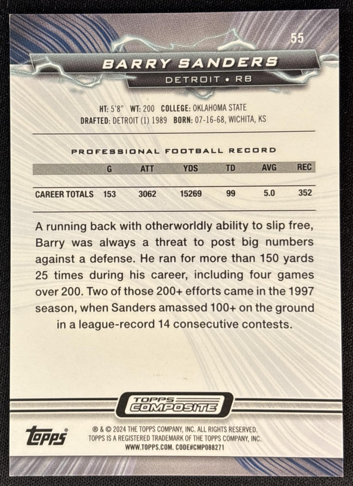Barry Sanders 2023 Topps Composite Resurgence Teal Surge /149 Lions Sports Trading Card