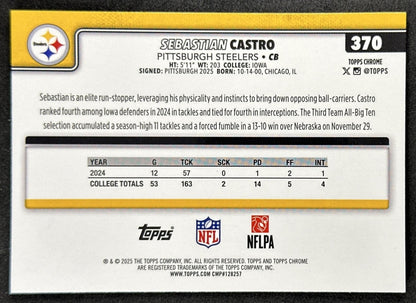 Sebastian Castro 2025 Topps Chrome Sapphire Steelers back