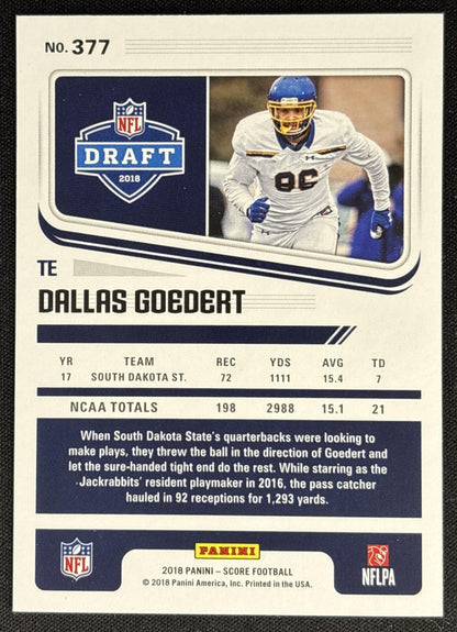 Dallas Goedert 2018 Panini Score Sports Trading Card