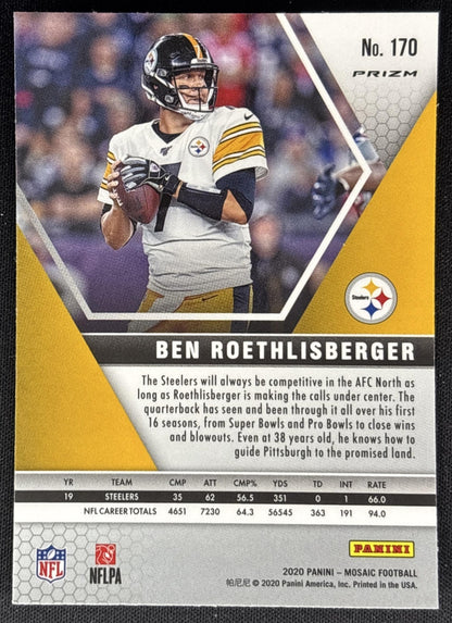 Ben Roethlisberger 2020 Panini Mosaic Prizm Camo Pink Steelers Sports Trading Cards
