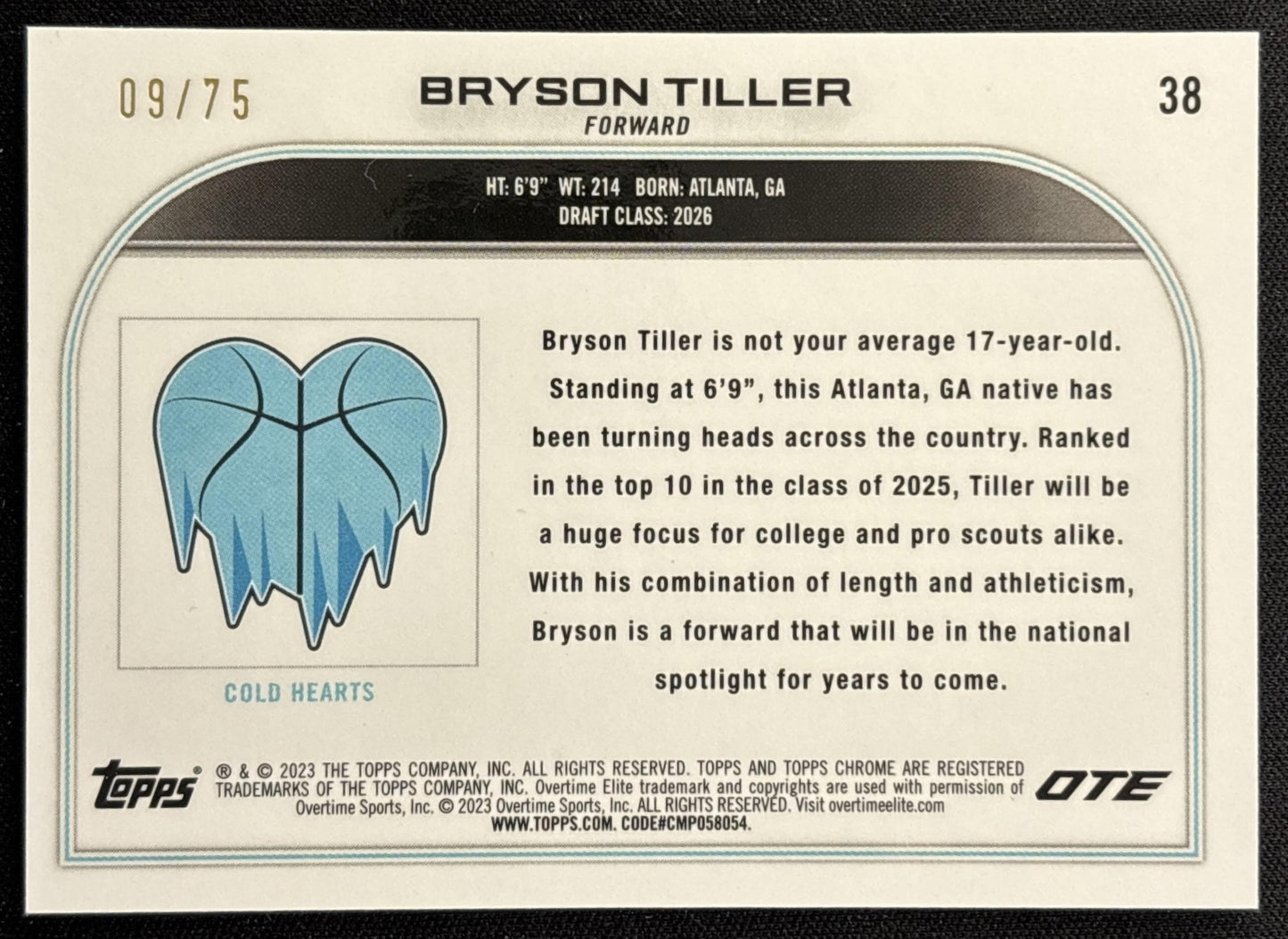 Bryson Tiller 2022 Topps Chrome Overtime Elite Green RayWave /75 Sports Trading Card