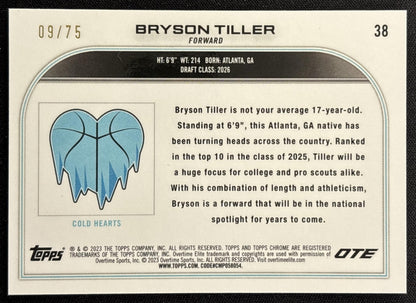 Bryson Tiller 2022 Topps Chrome Overtime Elite Green RayWave /75 Sports Trading Card