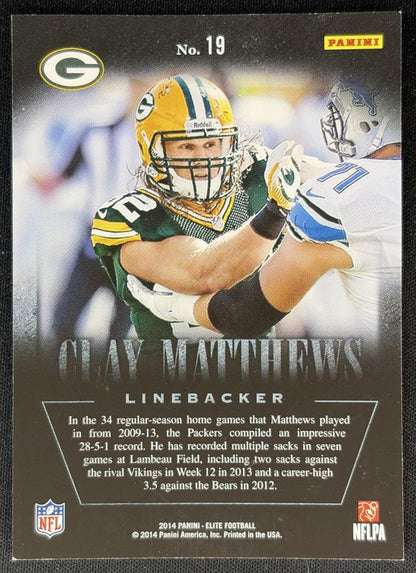Clay Matthews 2014 Panini Elite Legends of the Fall Silver Packers - Back