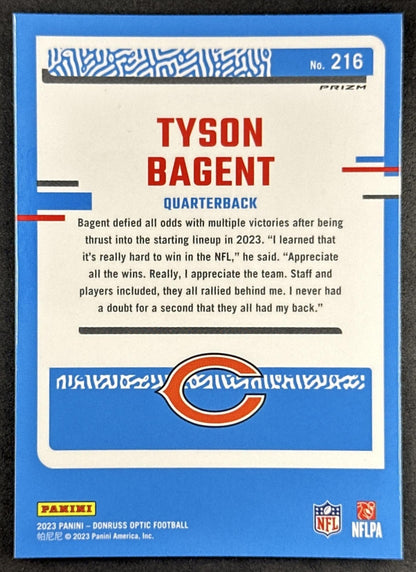 Tyson Bagent 2023 Panini Donruss Optic Pink Prizm Bears Sports Trading Card