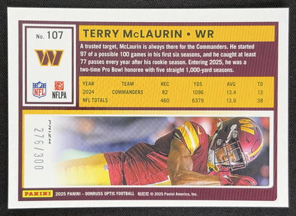 Terry McLaurin 2025 Panini Donruss Optic Wave Prizm /300 Commanders back