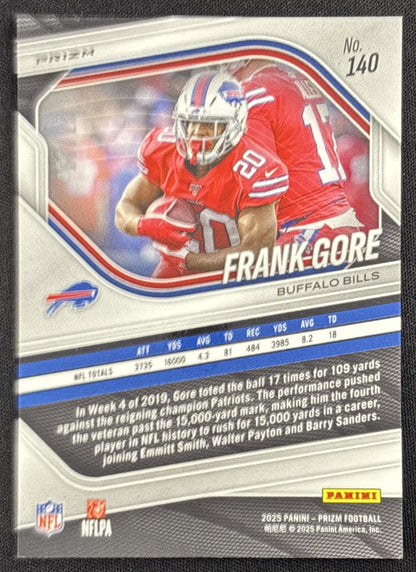 Frank Gore 2025 Panini Prizm No Huddle Red /99 Bills