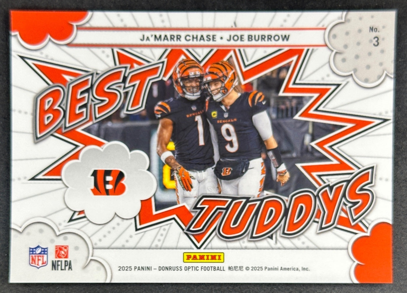 Ja'Marr Chase Joe Burrow 2025 Donruss Optic Best Tuddys Bengals Football Card