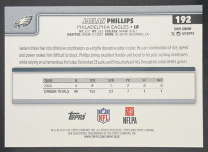 Jaelan Phillips 2025 Topps Chrome Aqua Refractor /199 Eagles