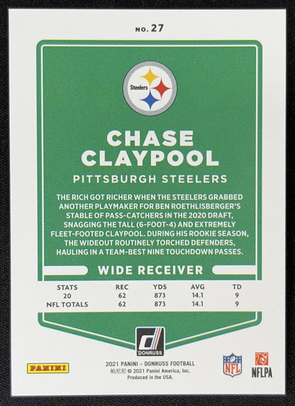 Chase Claypool 2021 Panini Donruss Press Proof Premium Steelers Sports Trading Card
