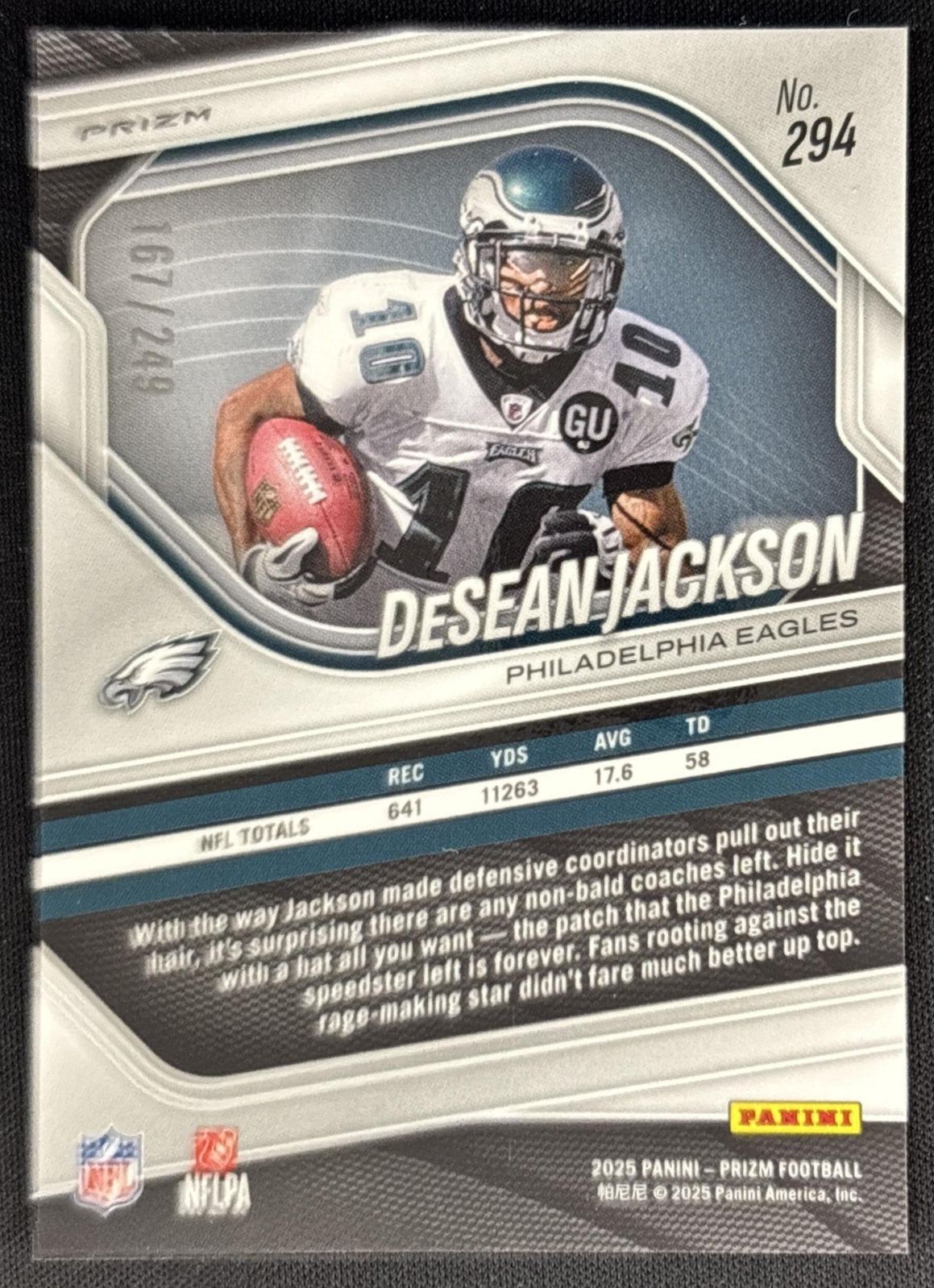 DeSean Jackson 2025 Panini Prizm Orange /249 Eagles Sports Trading Card