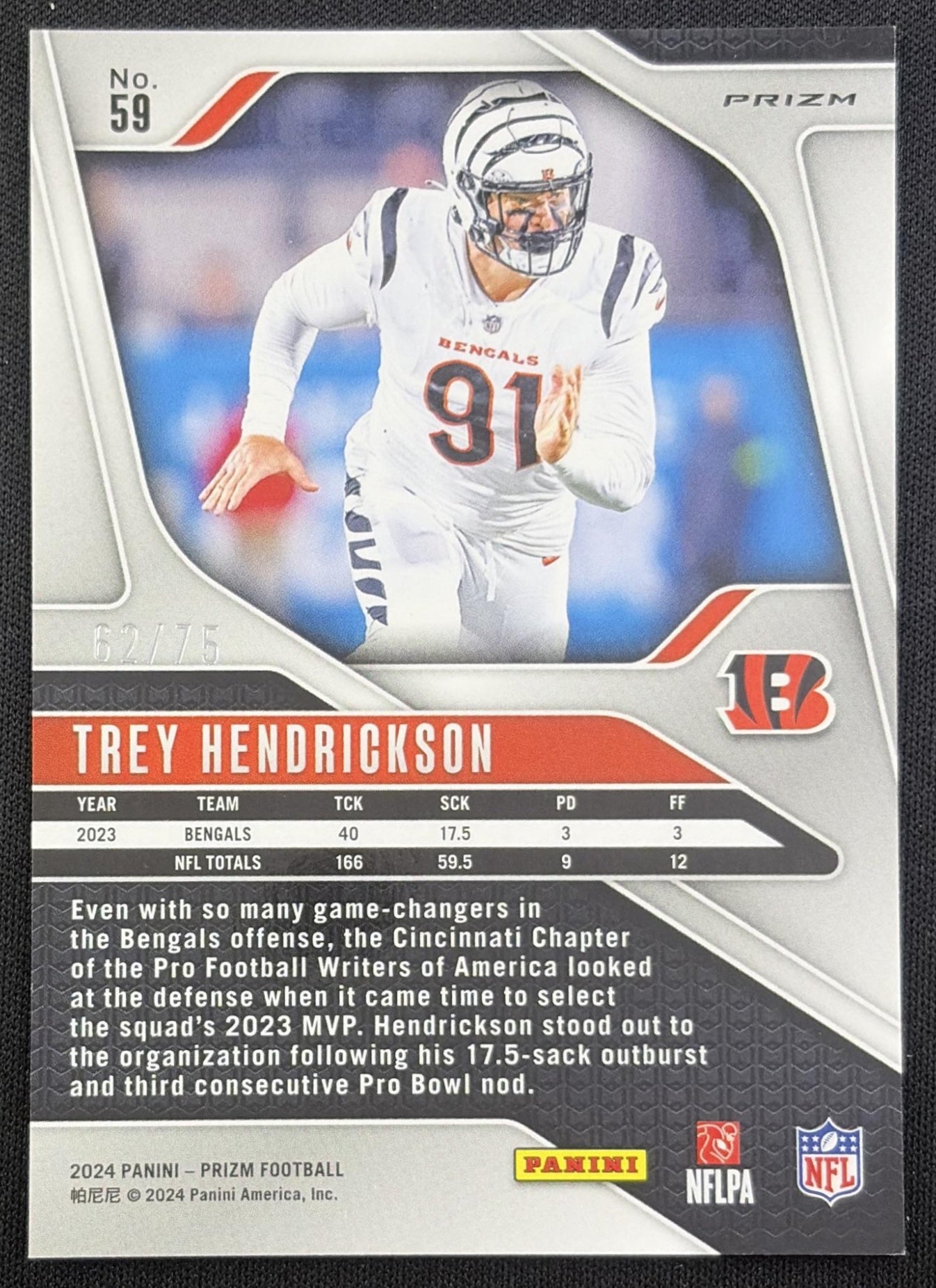 Trey Hendrickson 2024 Panini Prizm Green Scope /75 Bengals