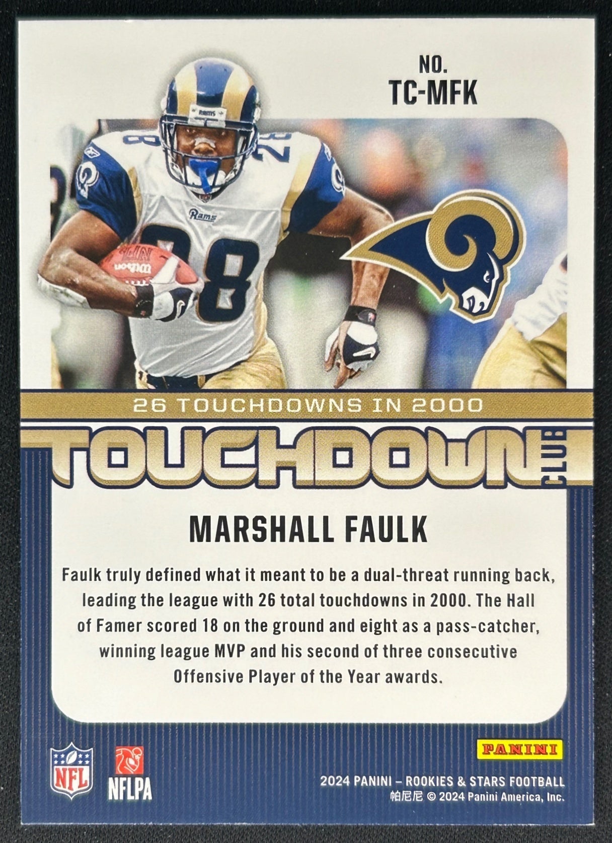Marshall Faulk 2024 Panini Rookies & Stars Touchdown Club Rams Sports Trading Cards