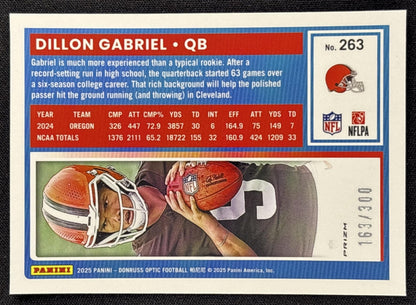 Dillon Gabriel 2025 Panini Donruss Optic Rated Rookie Wave Prizm /300 Browns