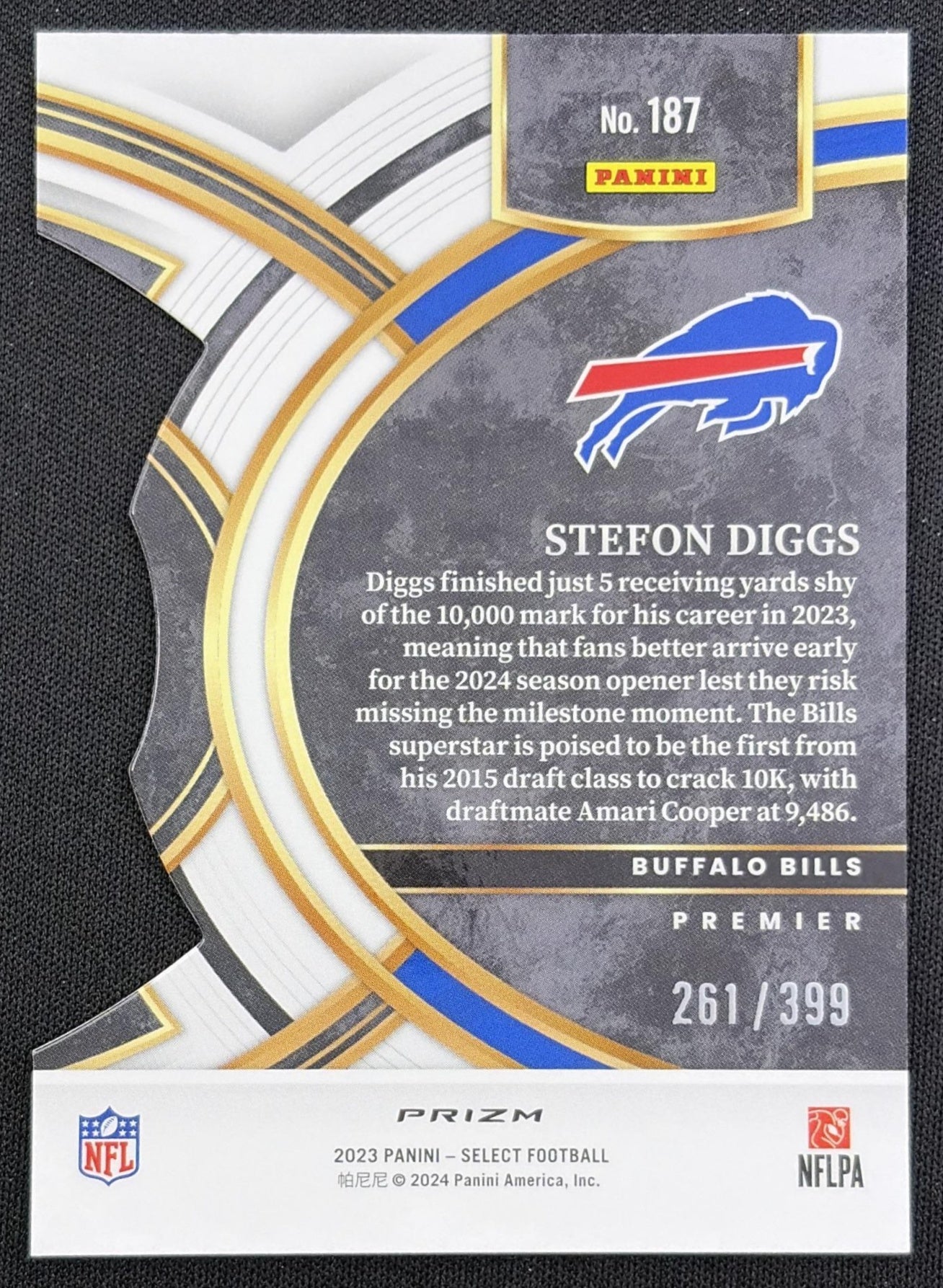 Stefon Diggs 2023 Panini Select Orange Prizms Die Cut /399 Bills