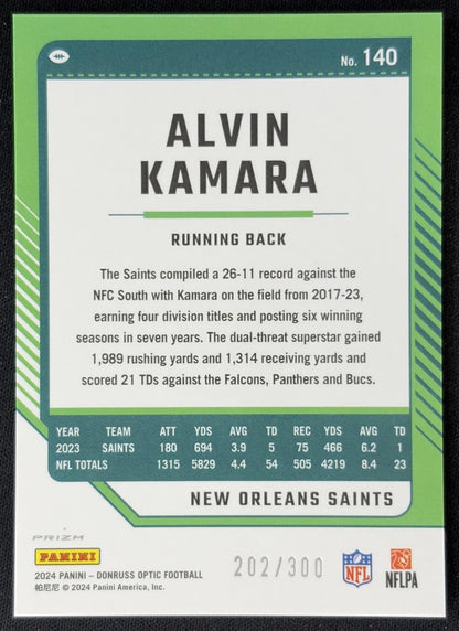 Alvin Kamara 2024 Panini Donruss Optic Wave /300 Saints Sports Trading Cards