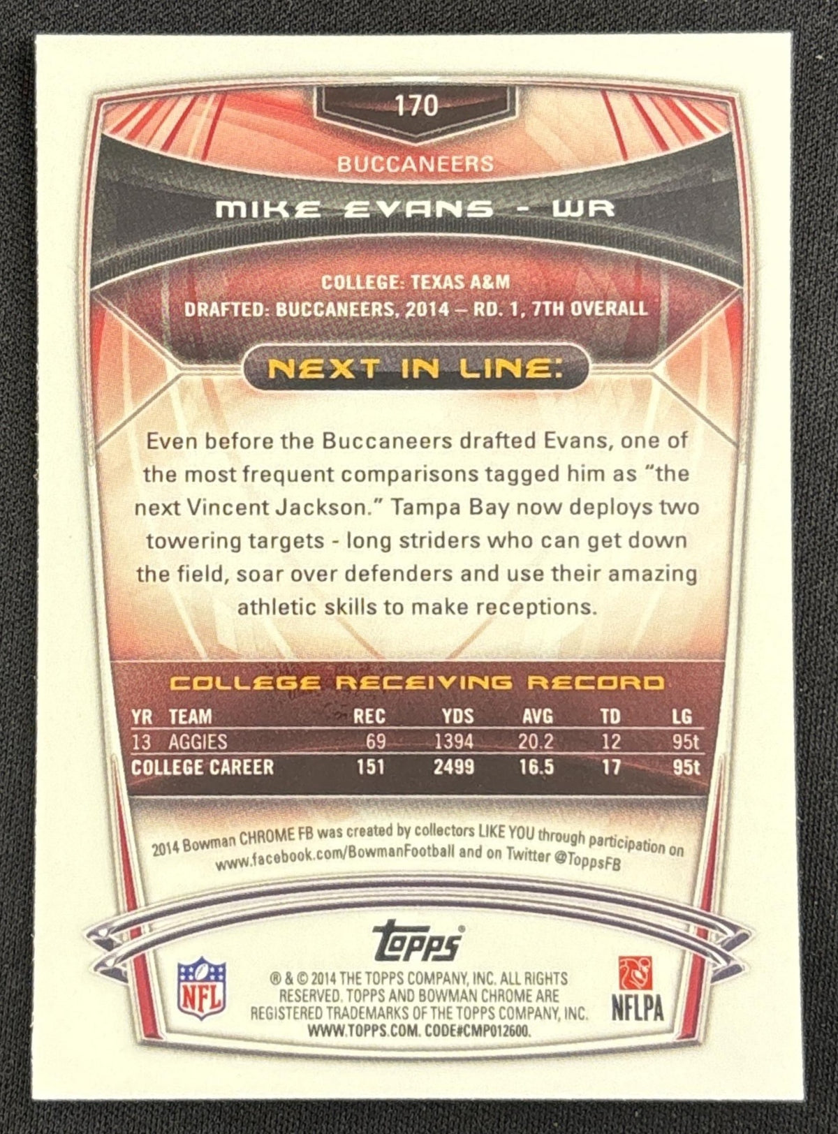 Mike Evans 2014 Bowman Chrome Buccaneers