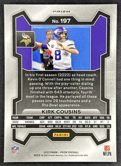 Kirk Cousins 2023 Panini Prizm Green Wave Vikings Sports Trading Cards