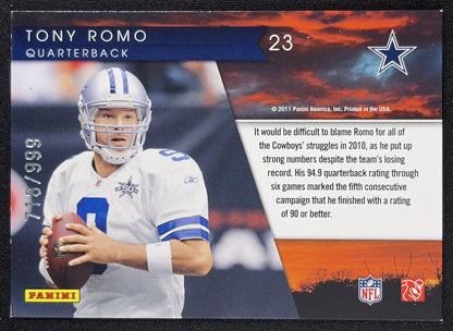 Tony Romo 2011 Panini Donruss Elite Legends of the Fall Gold /999 Cowboys