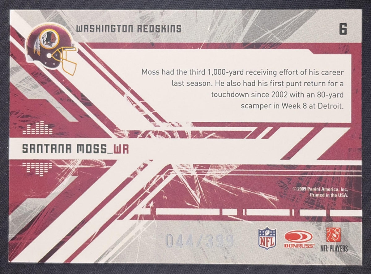 Santana Moss 2009 Panini Donruss Elite Chain Reaction Black /399 Redskins