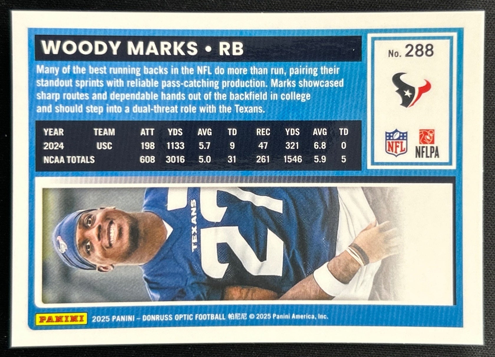 Woody Marks 2025 Donruss Optic Rated Rookie Texans Sports Trading Cards