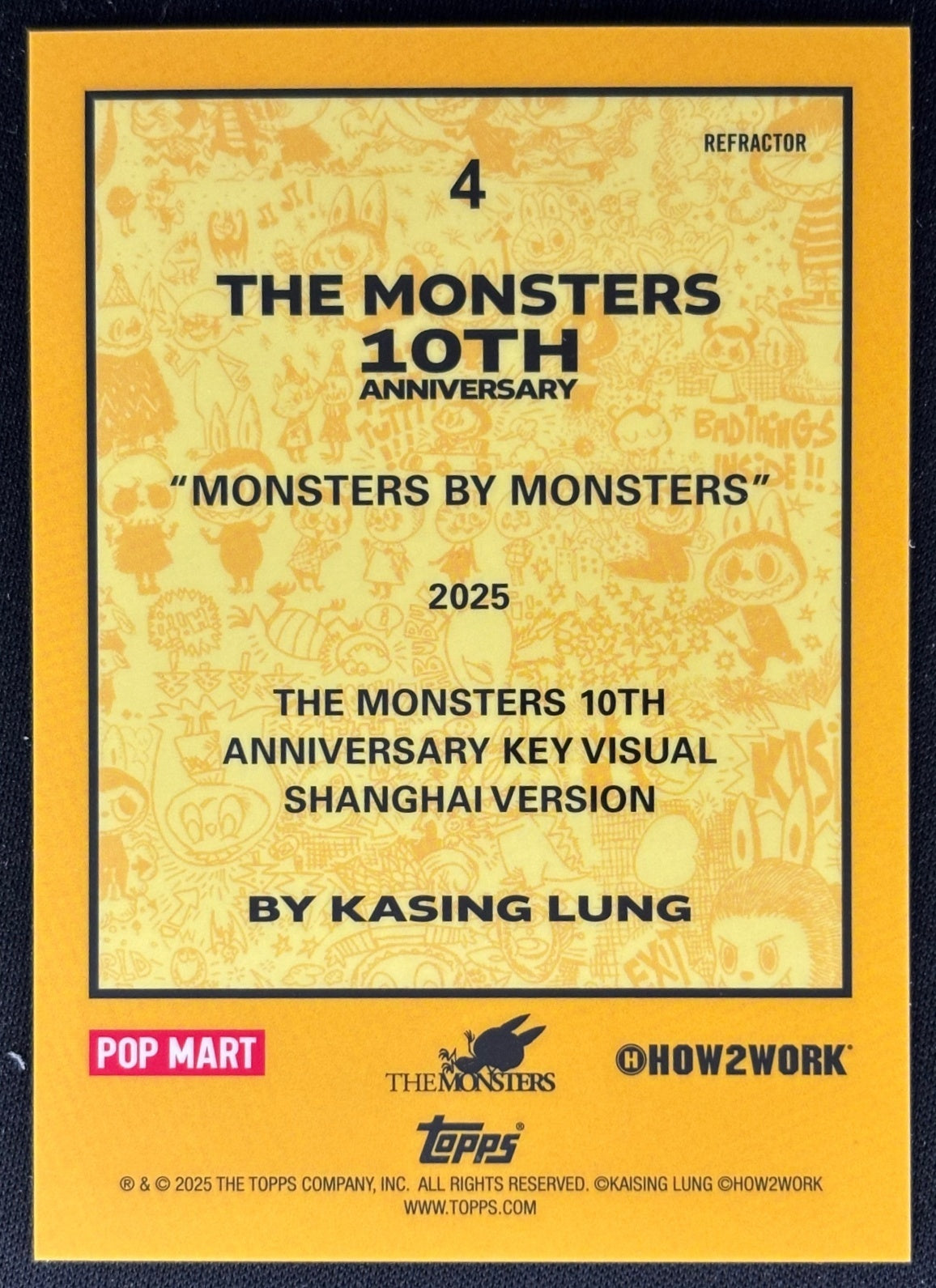 Monsters by 2025 Chrome Labubu Refractor 4 Non-Sports Trading Cards