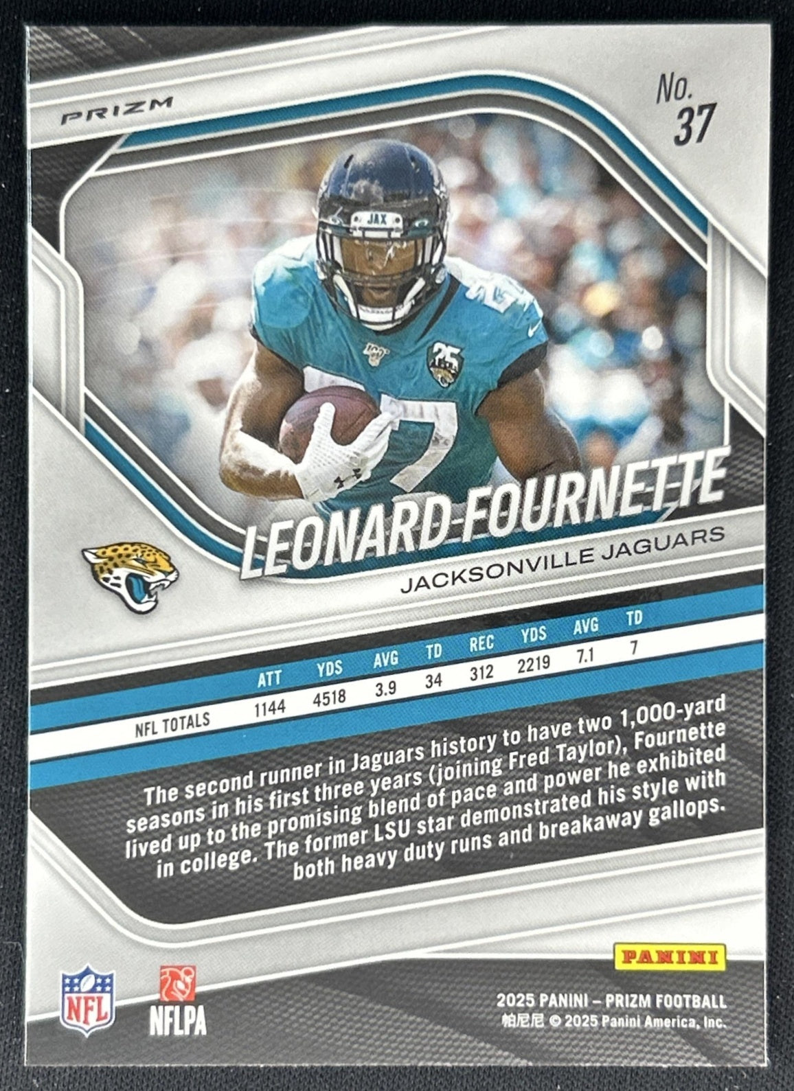 Leonard Fournette 2025 Panini Prizm Choice Blue Yellow & Green Jaguars