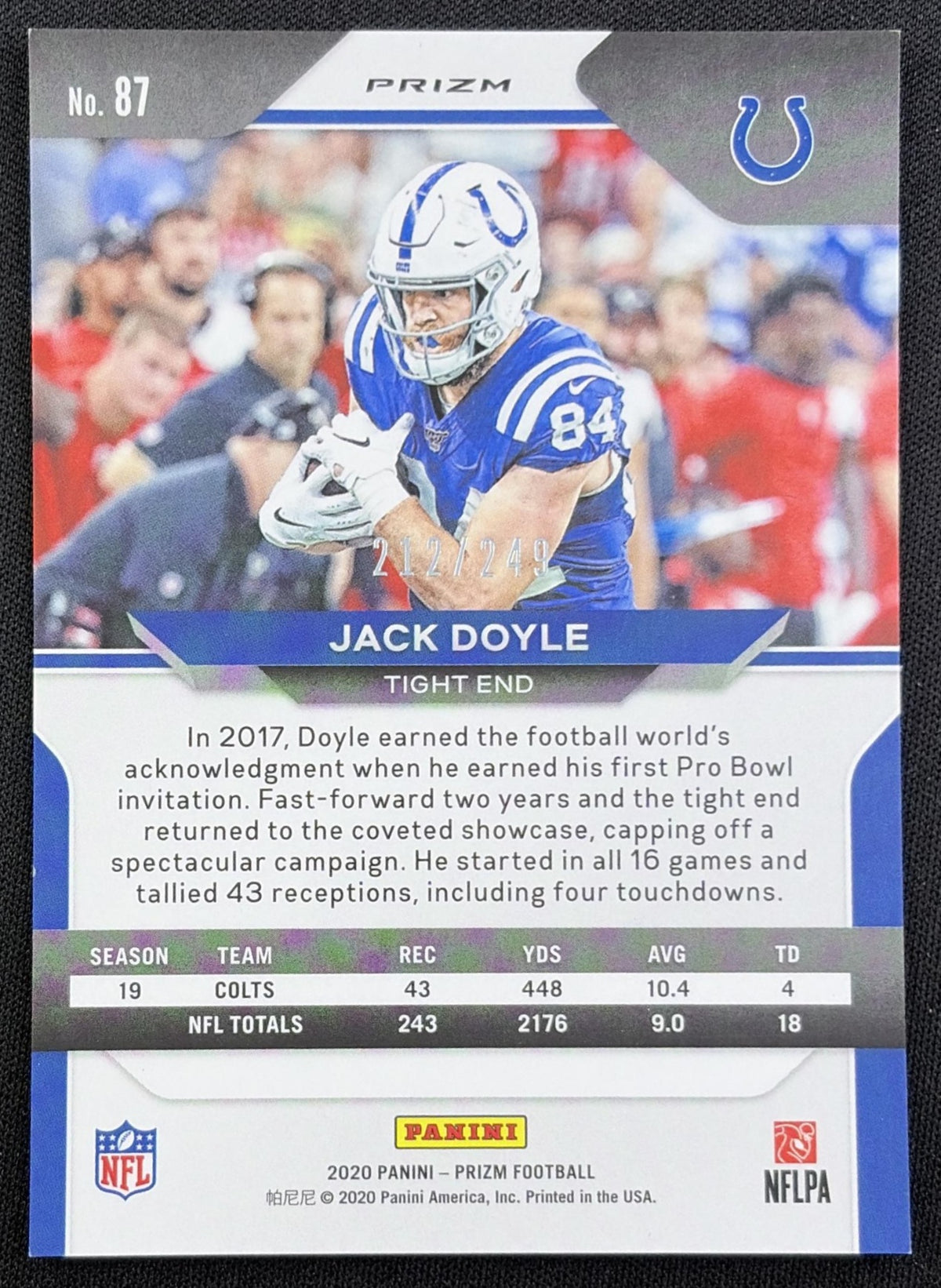 Jack Doyle 2020 Panini Prizm Orange /249 Colts