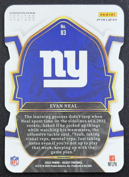 Evan Neal 2022 Panini Select Orange Prizm Die Cut /199 Giants