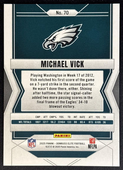Michael Vick 2025 Panini Donruss Elite Red /499 Eagles back