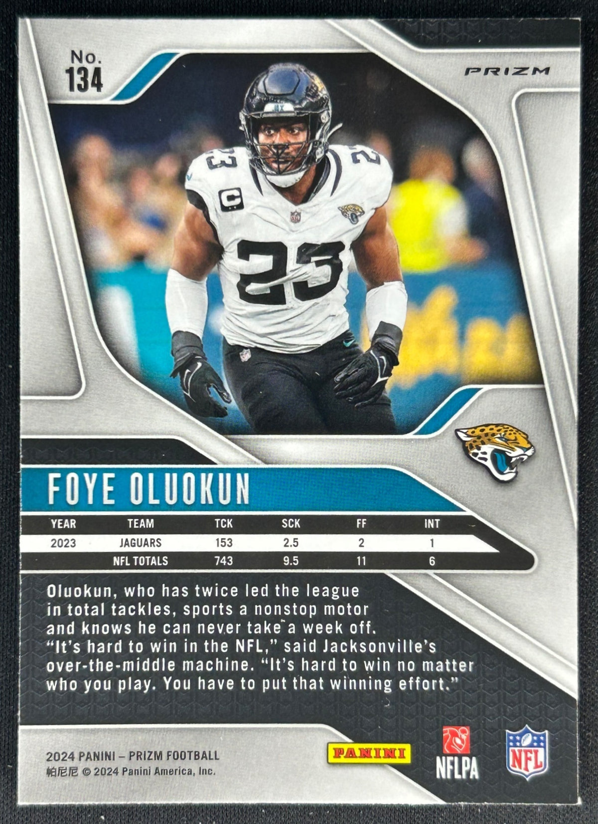 Foye Oluokun 2024 Panini Prizm Lazer Jaguars | Wayne Collection