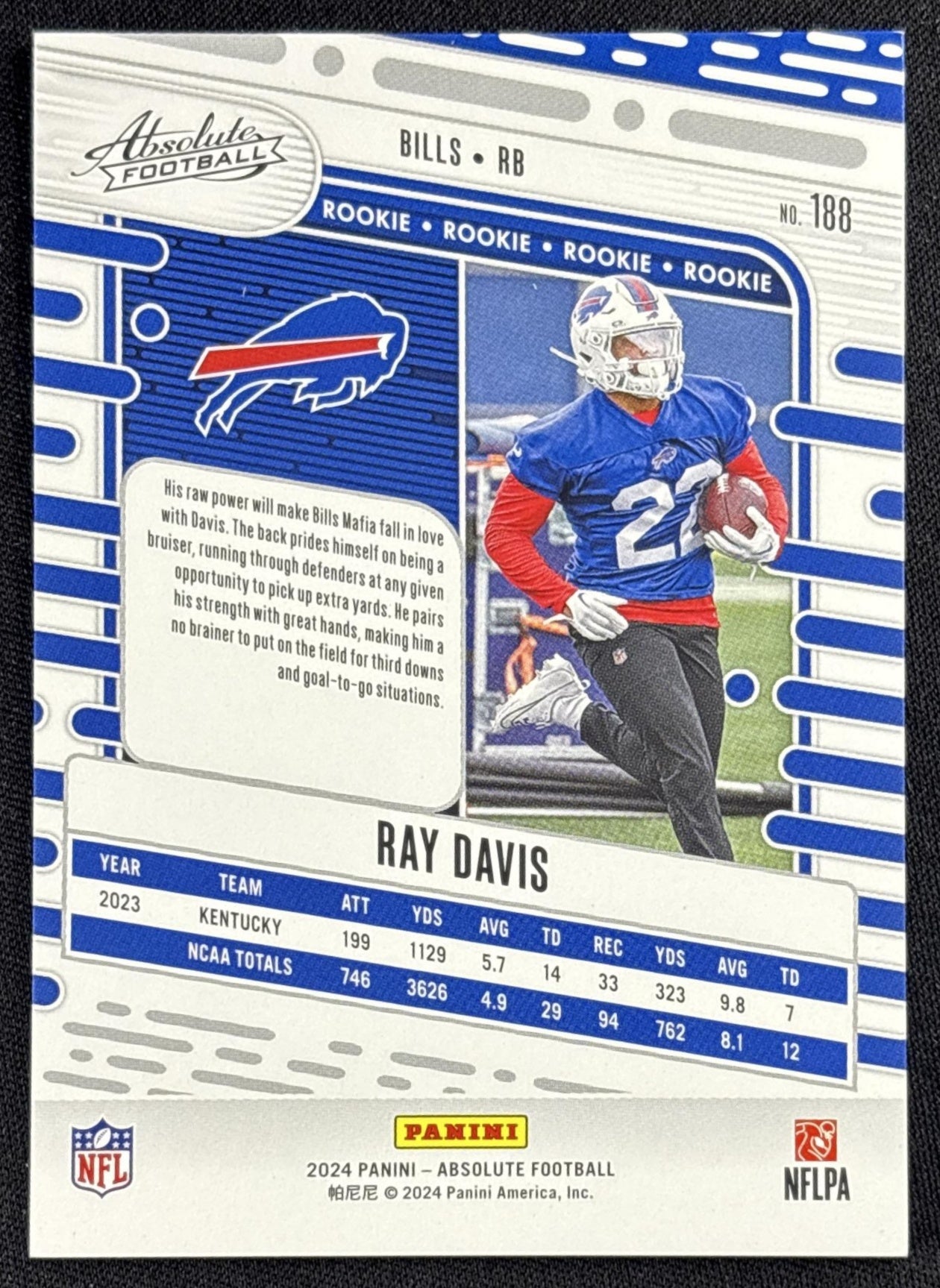 Ray Davis 2024 Panini Absolute Rookies Spectrum /350 Bills