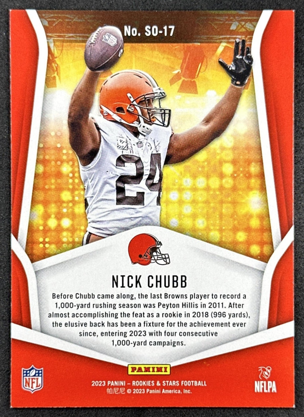 Nick Chubb Standing Ovation 2023 Rookies & Stars Browns Texans Back