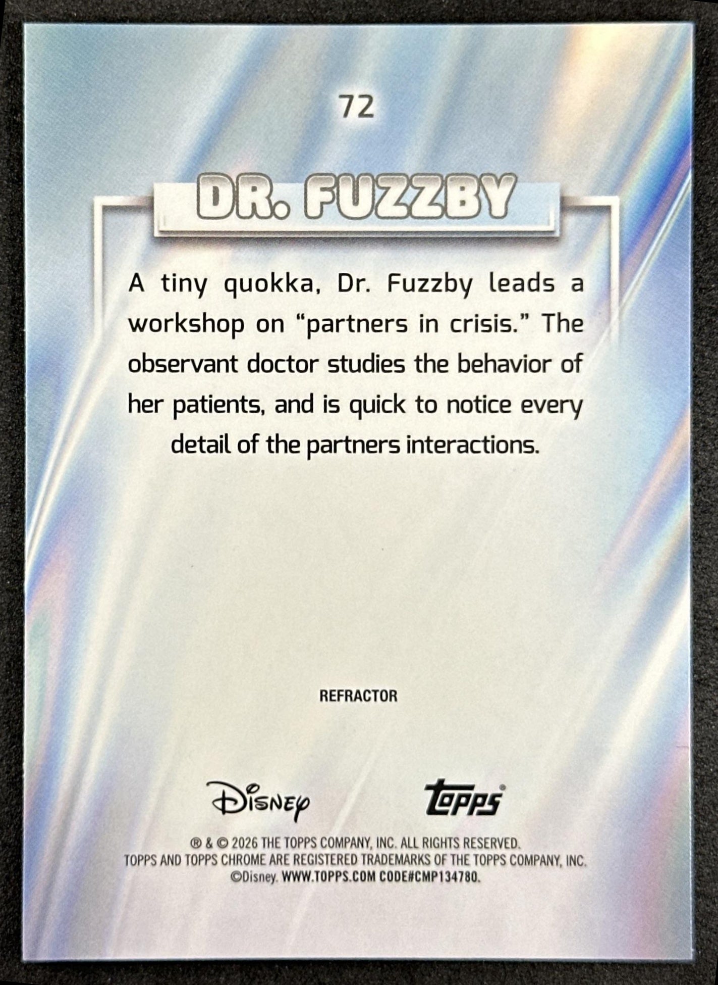 Dr. Fuzzby 2026 Topps Chrome Disney Refractor Zootopia 2 Back