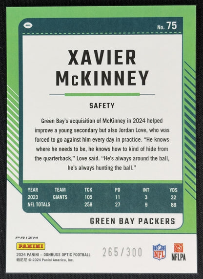 Xavier McKinney 2024 Panini Donruss Optic Wave /300 Packers Back