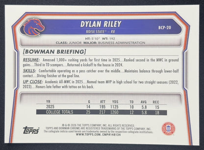 Dylan Riley 2026 Bowman Chrome Prospects Mojo Refractor Broncos