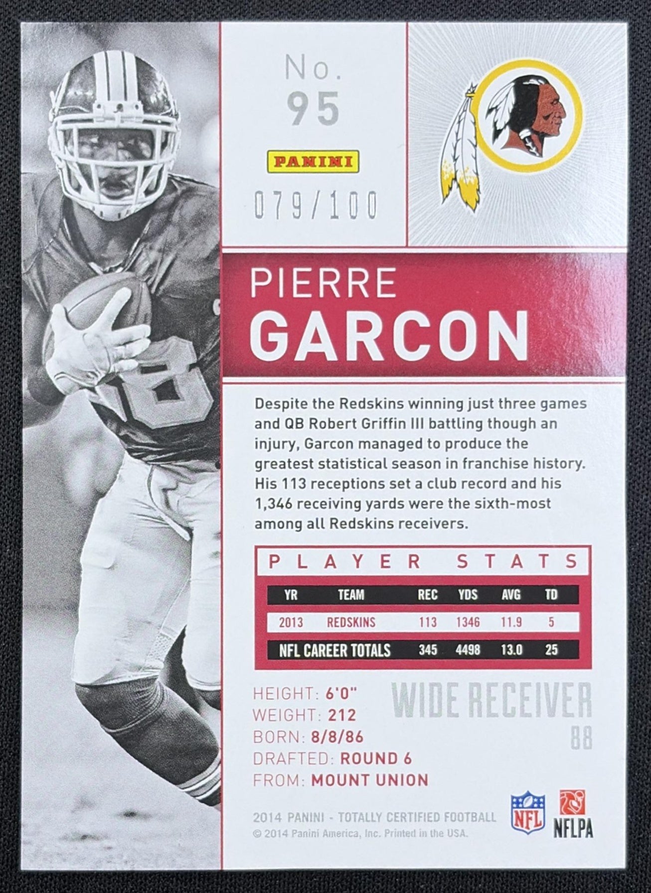 Pierre Garcon 2014 Panini Totally Certified Platinum Red /100 Redskins