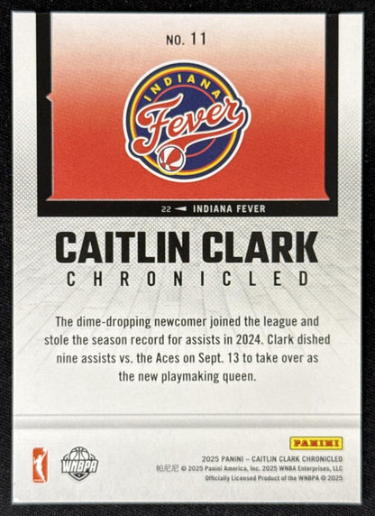 Caitlin Clark 2025 Panini Chronicled WNBA Fever 11 Sports Trading Card