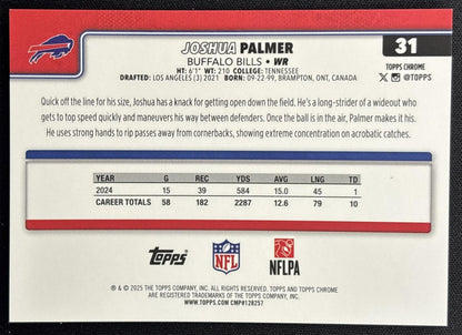 Joshua Palmer 2025 Topps Chrome Red Geometric Refractor /5 Bills