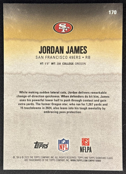 Jordan James 2025 Signature Class Chrome Rookie Magenta Refractor /250 49ers back