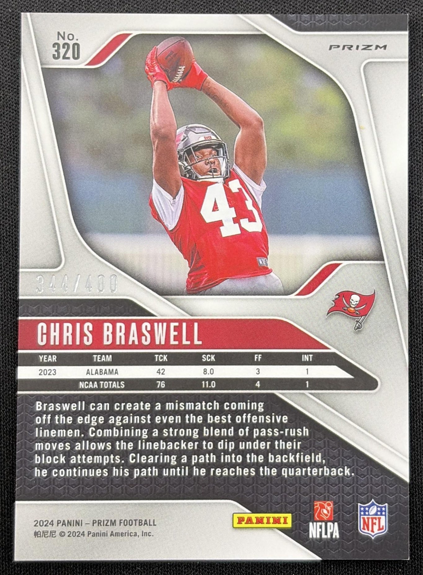 Chris Braswell 2024 Panini Prizm Pandora /400 Buccaneers Tampa Bay Buccaneers