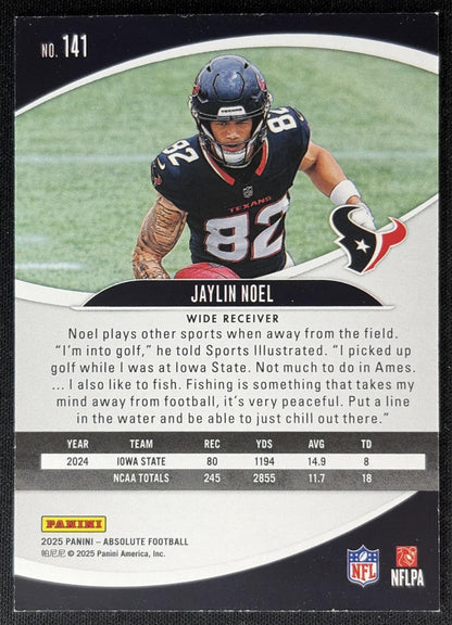 Jaylin Noel 2025 Panini Absolute Rookies Texans Sports Trading Cards