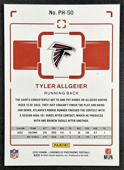 Tyler Allgeier 2022 Panini Chronicles Photogenic Falcons back