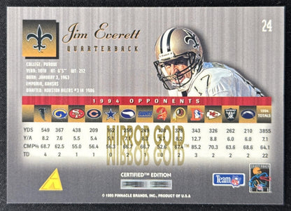 Jim Everett 1995 Pinnacle Select Certified Mirror Gold Saints