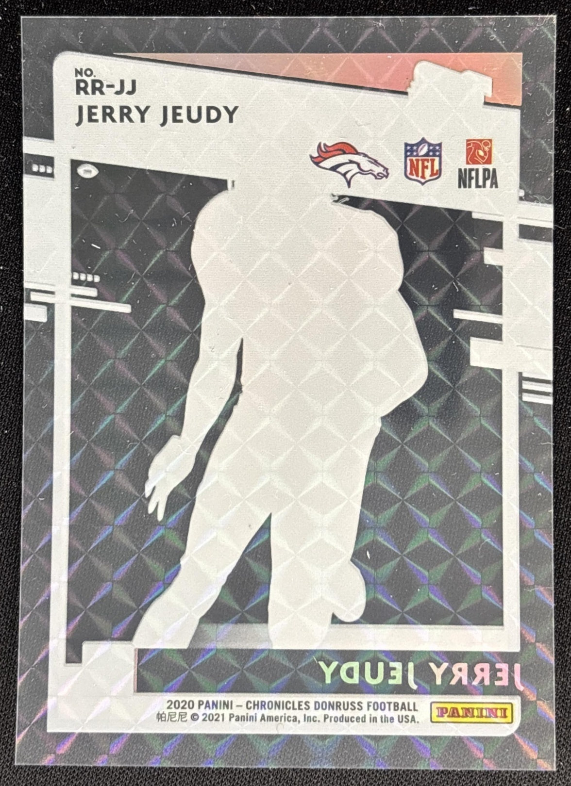 Jerry Jeudy 2020 Chronicles Clearly Donruss Rated Rookie Holo Mosaic Broncos back