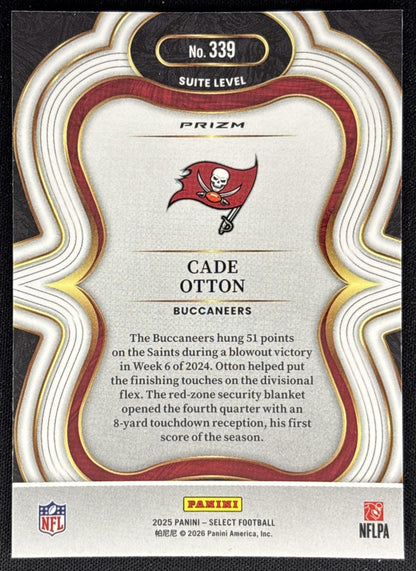Cade Otton 2025 Panini Select Suite Level Silver Prizm Buccaneers back