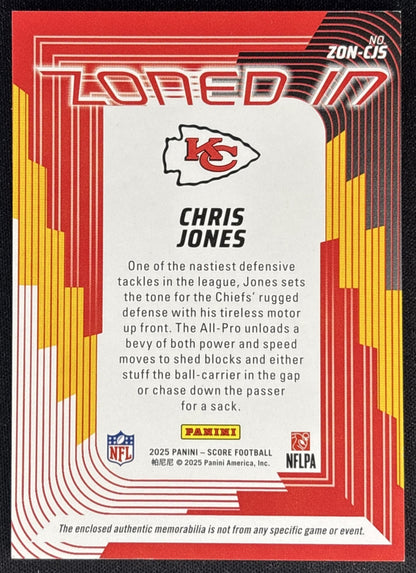 Chris Jones 2025 Panini Score Zoned In Jerseys Chiefs Sports Trading Cards