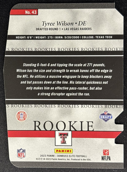 Tyree Wilson 2023 Panini Donruss Elite 2003 Rookies Aspirations Die Cut /99 back